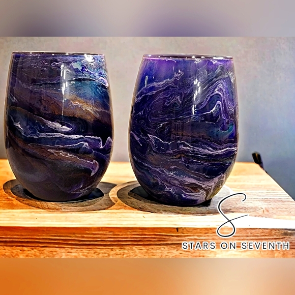 Hand Crafted Other - Dark Purple Earthtone/20oz Stemless Glass Set